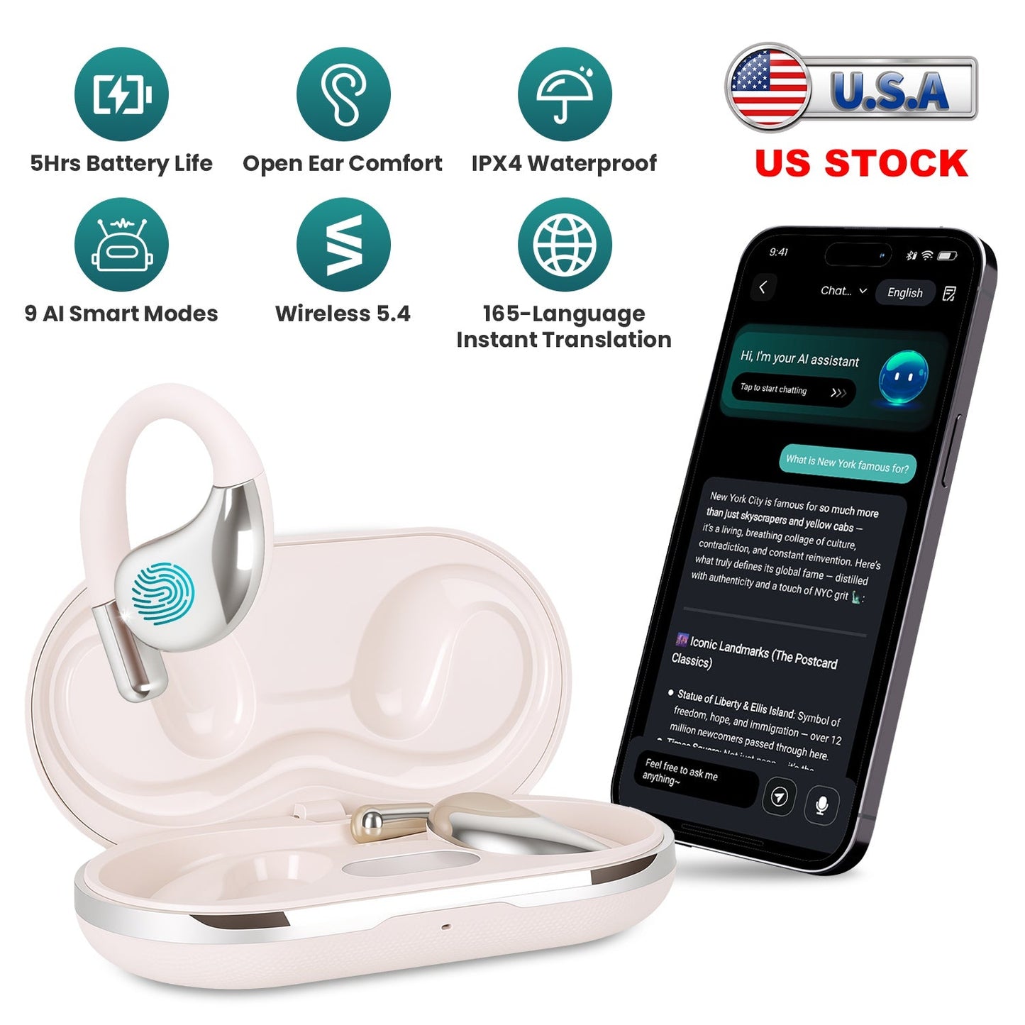 AI Translation Earbuds with 165 Languages & Real-Time Audio