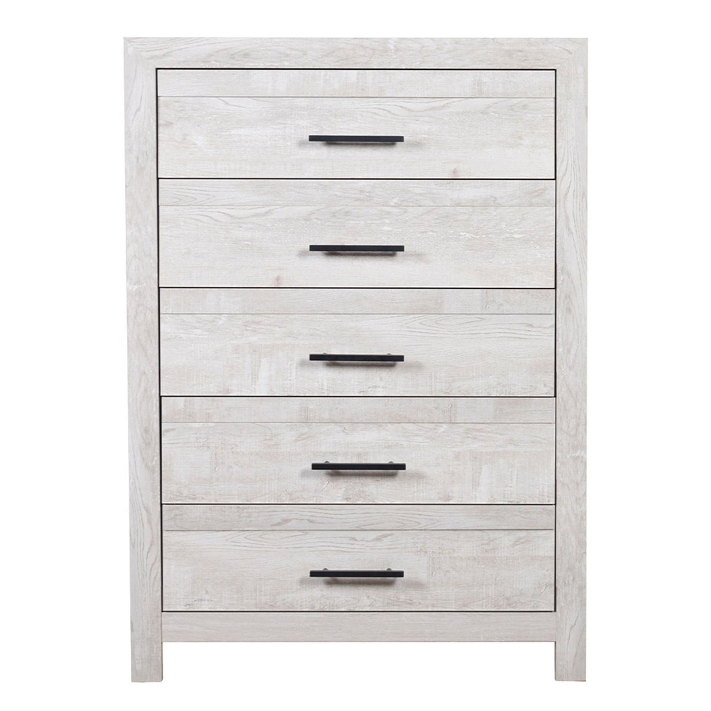Modern Style 5 Drawer Chest In Natural Rustic Wood With Clean Lines And Spacious Storage