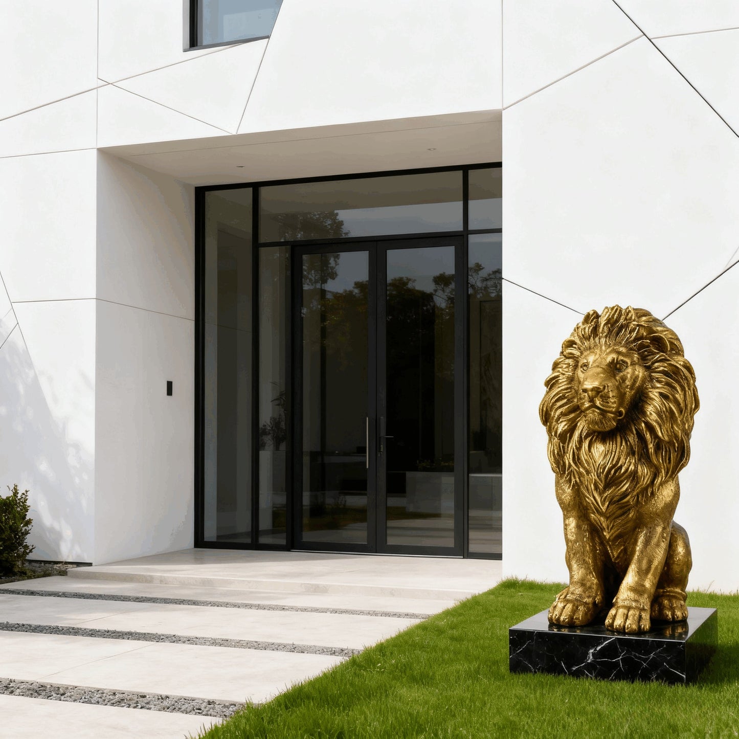 24" Lion Statue, Resin Outdoor Guardian Sculpture