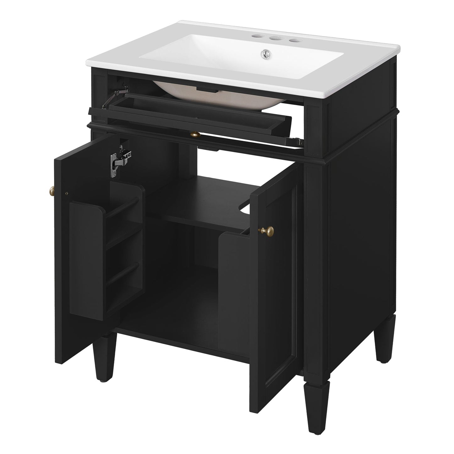 Bathroom Vanity With 2 Doors And Tip Out Drawer, Soft Closing Hinges