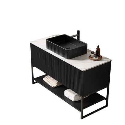 Tulio 48" Bathroom Vanity & Sink with 3 Doors and Open Shelf