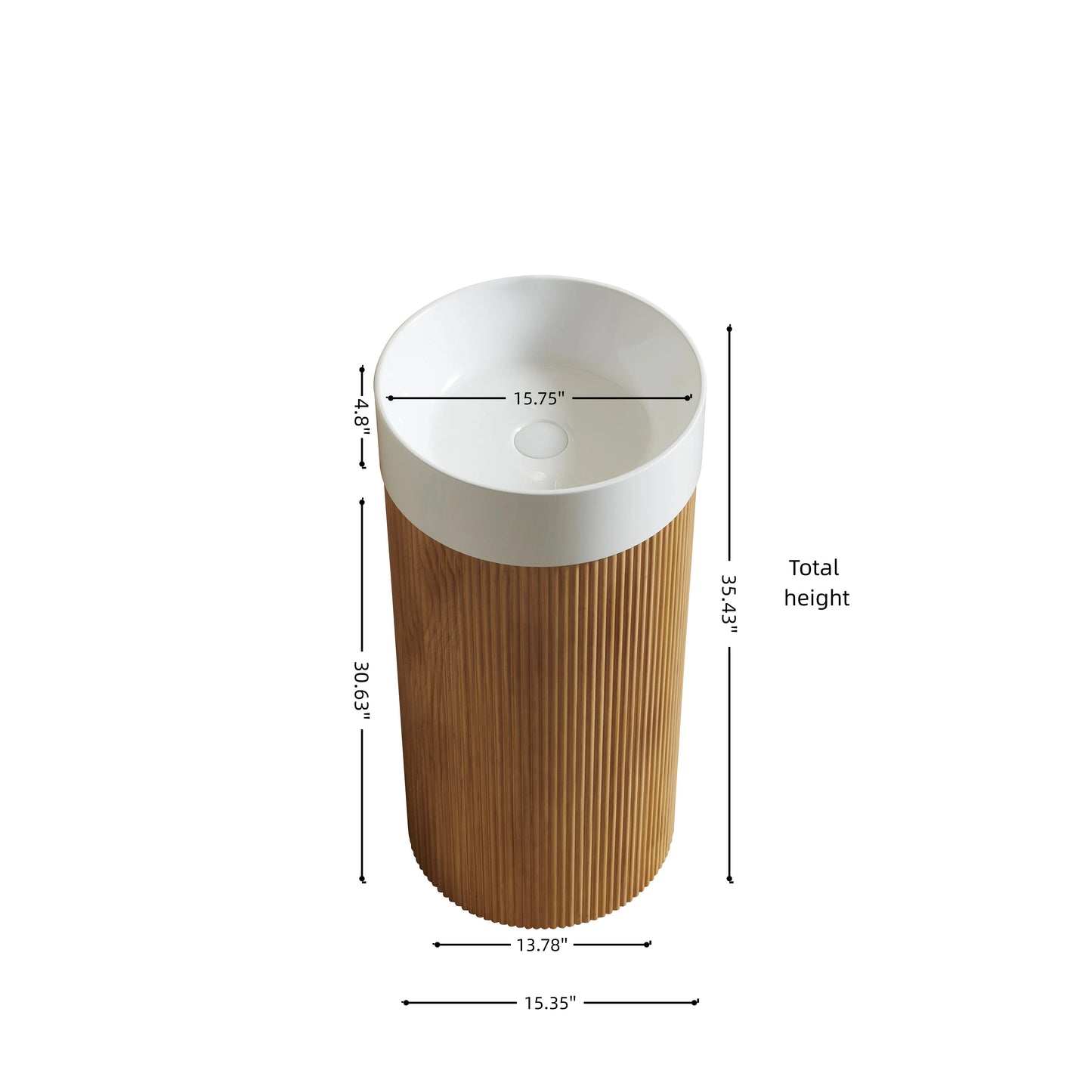 JINBO 16" Freestanding Cylindrical Bathroom Vanity Cabinet