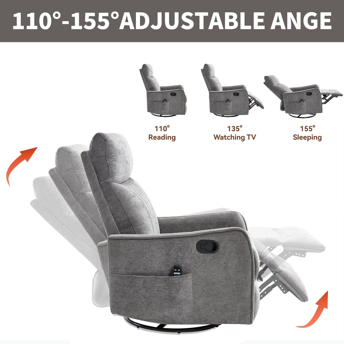 ComfortMax Dark Gray Recliner Chair