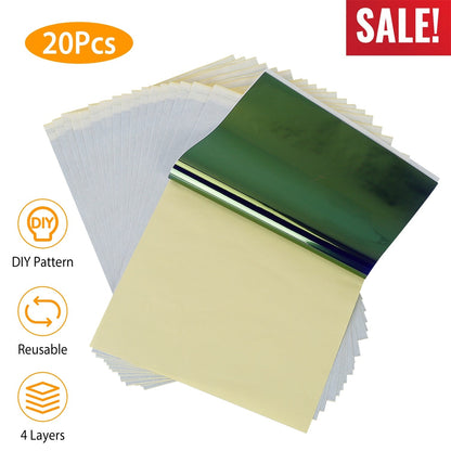 20Pcs Tattoo Transfer Paper 4 Layers Tattooing Skin Tattoo Kit A4 Size DIY Tattoo Transfer Paper Kit