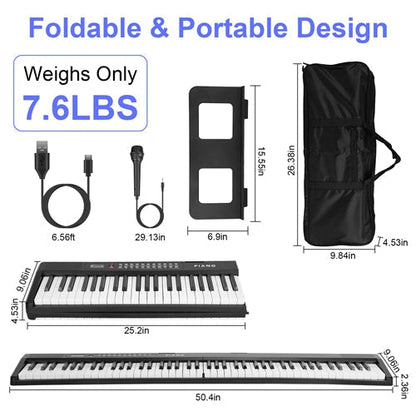88-Key Folding Digital Piano, Semi-Weighted with LCD, Carry Bag & Stand