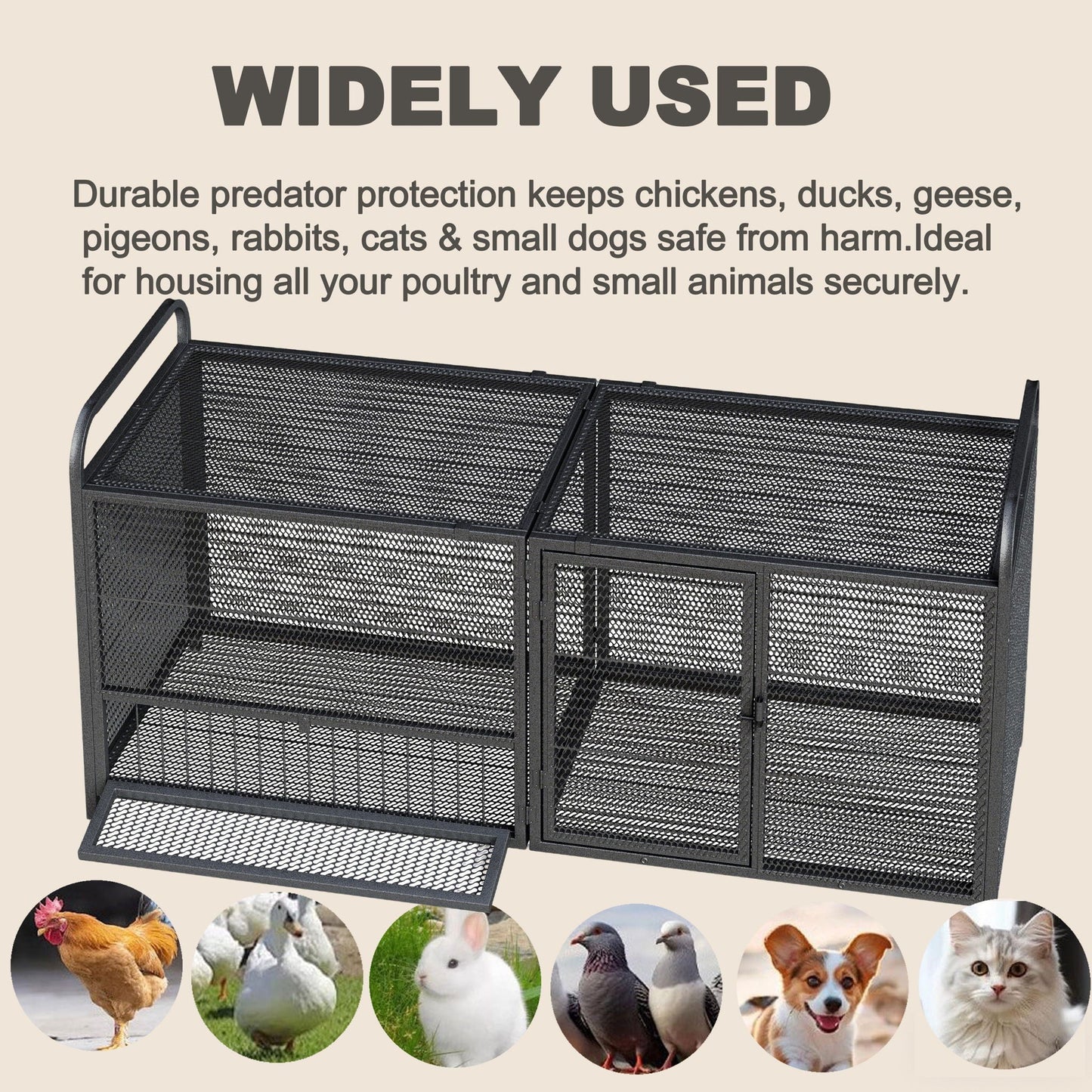 Chicken Cage, Poultry Breeding Coop - Black / Silver