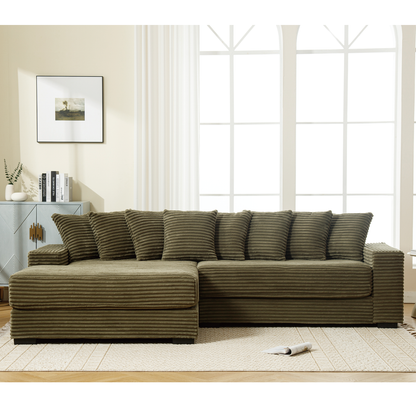 Oversized Two-Piece Corduroy Sofa with Left Chaise Daybed