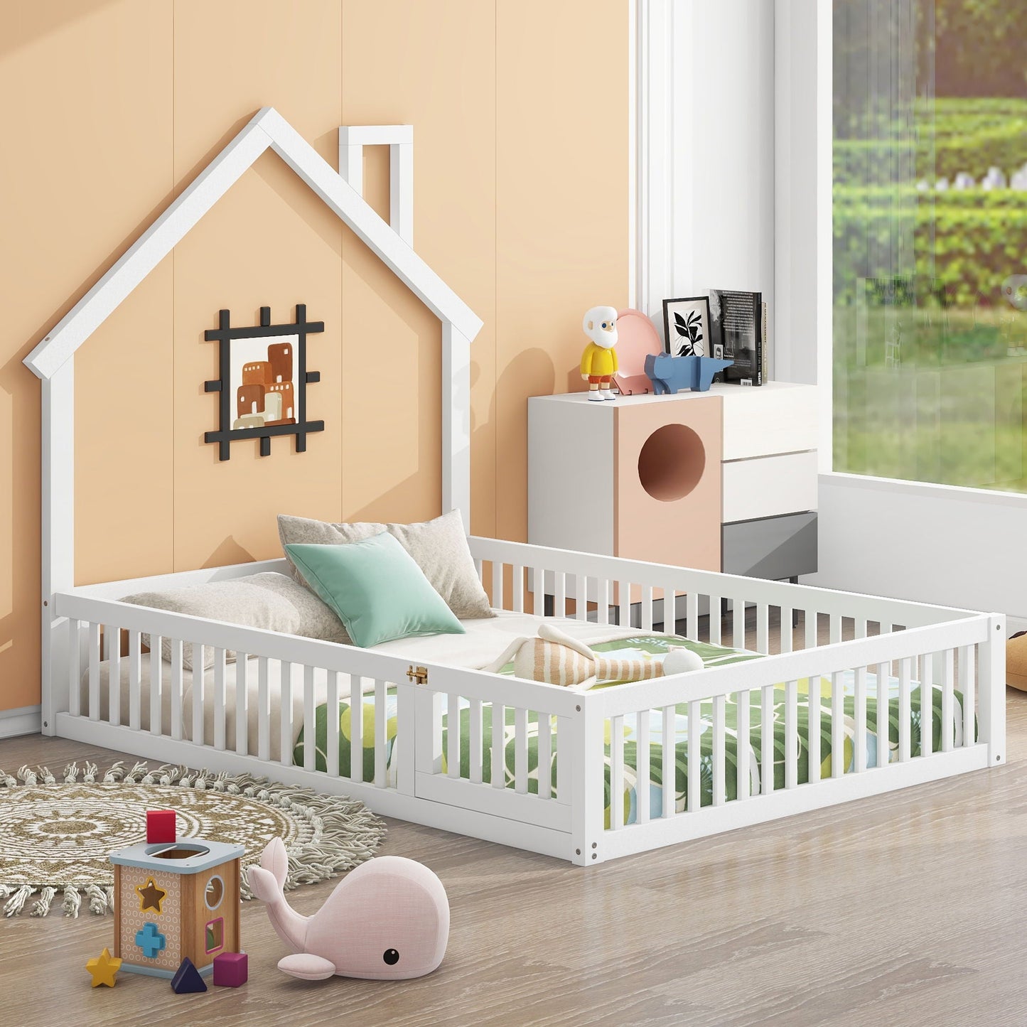 House Platform Bed With Guardrail