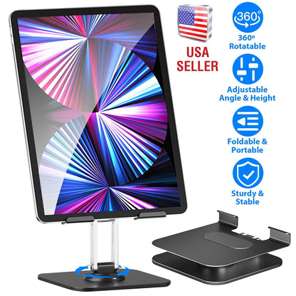 Foldable iPad Tablet Stand Adjustable Tablet Holder for Desk Rotatable Monitor Stand Holder Fit For iPad 11 10 9 8 7 Aluminum Alloy