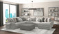 Canyon - 4 Piece Sectional With Cuddler Seat Cushions, Included Accent Pillows And Cocktail Ottoman (Right Side Facing Chaise) - Platinum