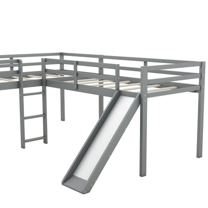 L Shaped Loft Bed With Ladder And Slide