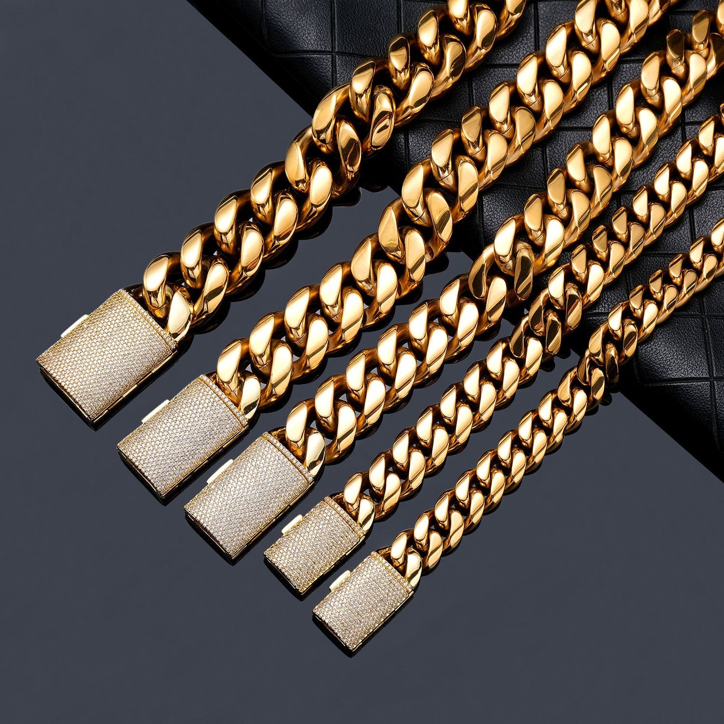 Stainless Steel European And American Hip-Hop Necklace With Zircon Clasp