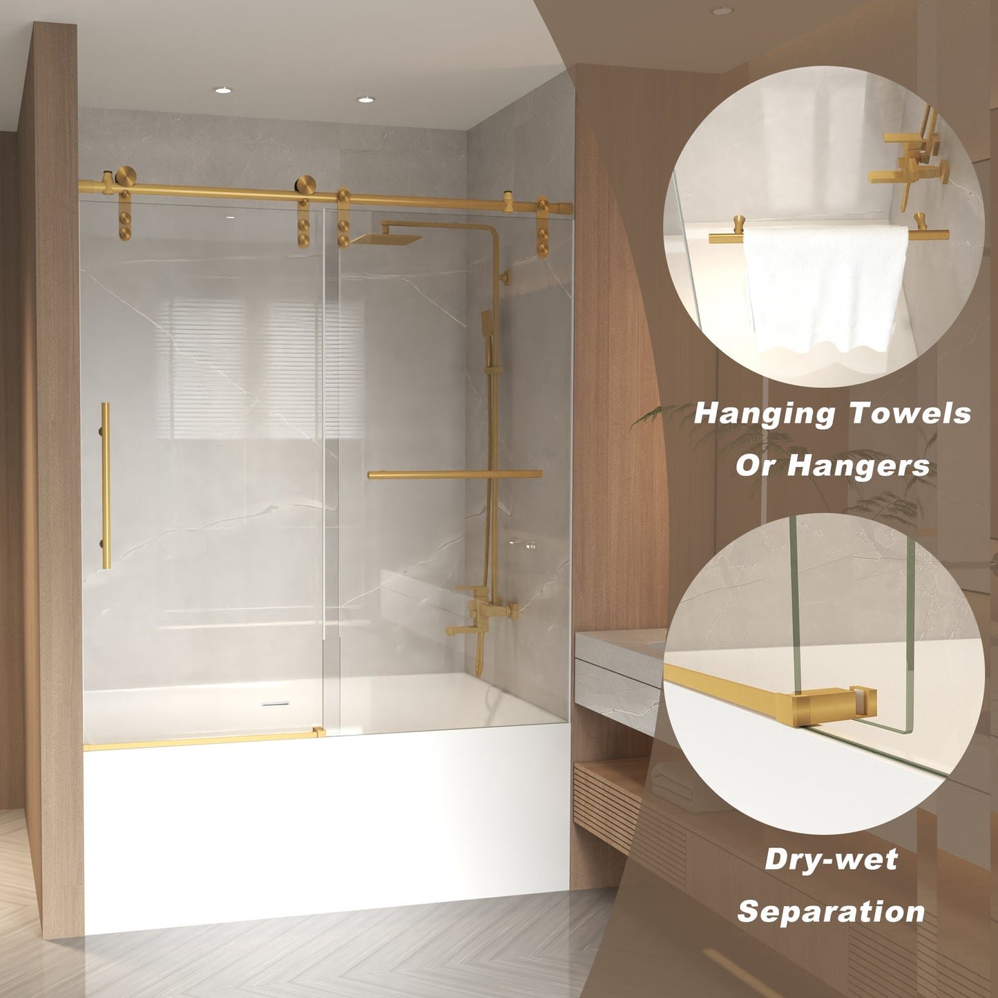 56-60" x 66" Frameless Sliding Bathtub Door