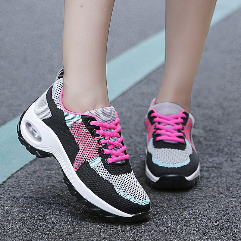 Lightweight Soft-soled Rocking Shoes With A Flyknit Mesh Upper And Air Cushion