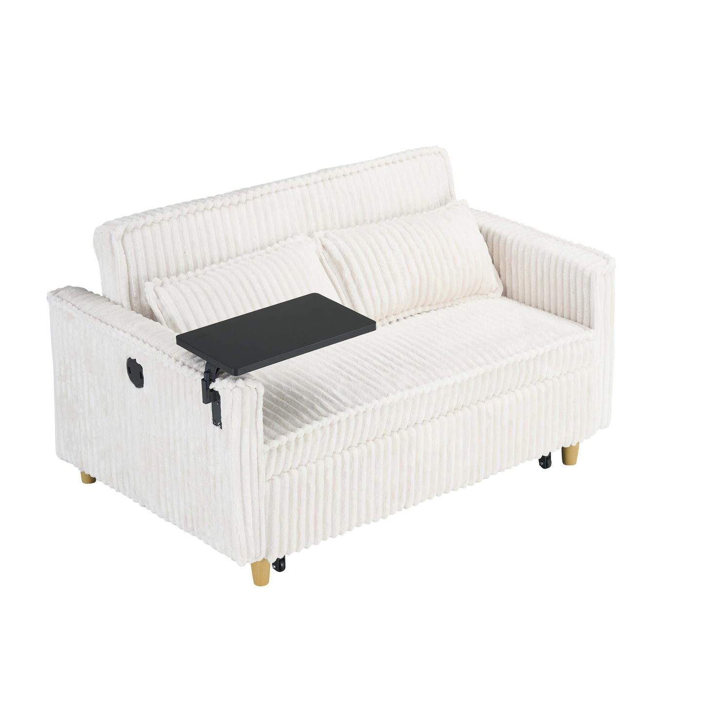 Pull Out Sofa With Movable Tabletop And USB Ports