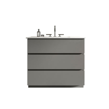 Gray Tia 36" Bathroom Vanity with Engineered Stone Basin
