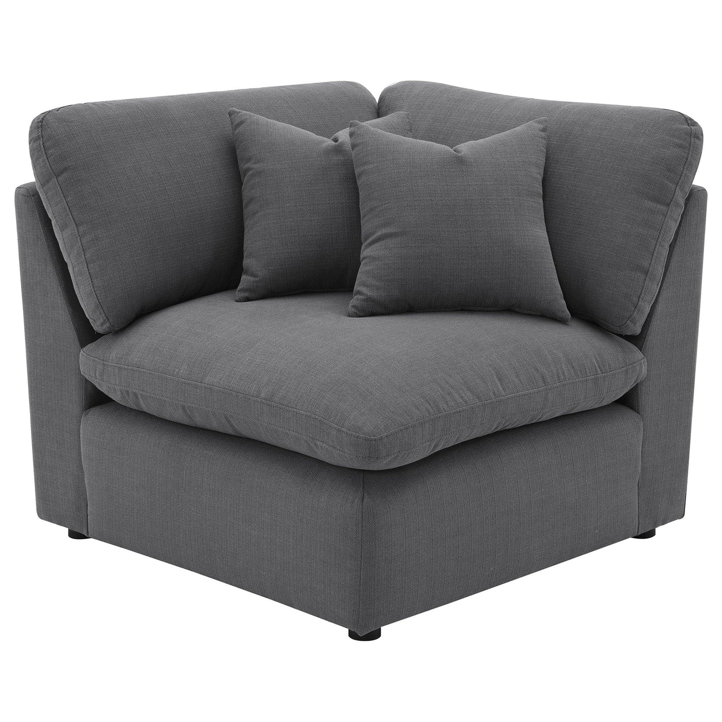 6 Piece Upholstered Modular Sectional Sofa With Reversible Cushions And Ottoman - Charcoal