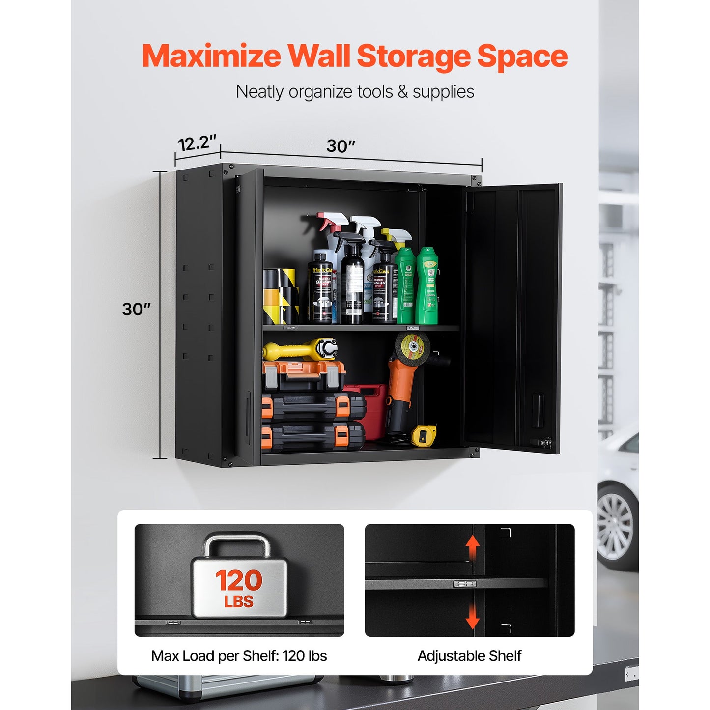 Metal Wall Cabinet 30W x 12.2D x 30H Inch