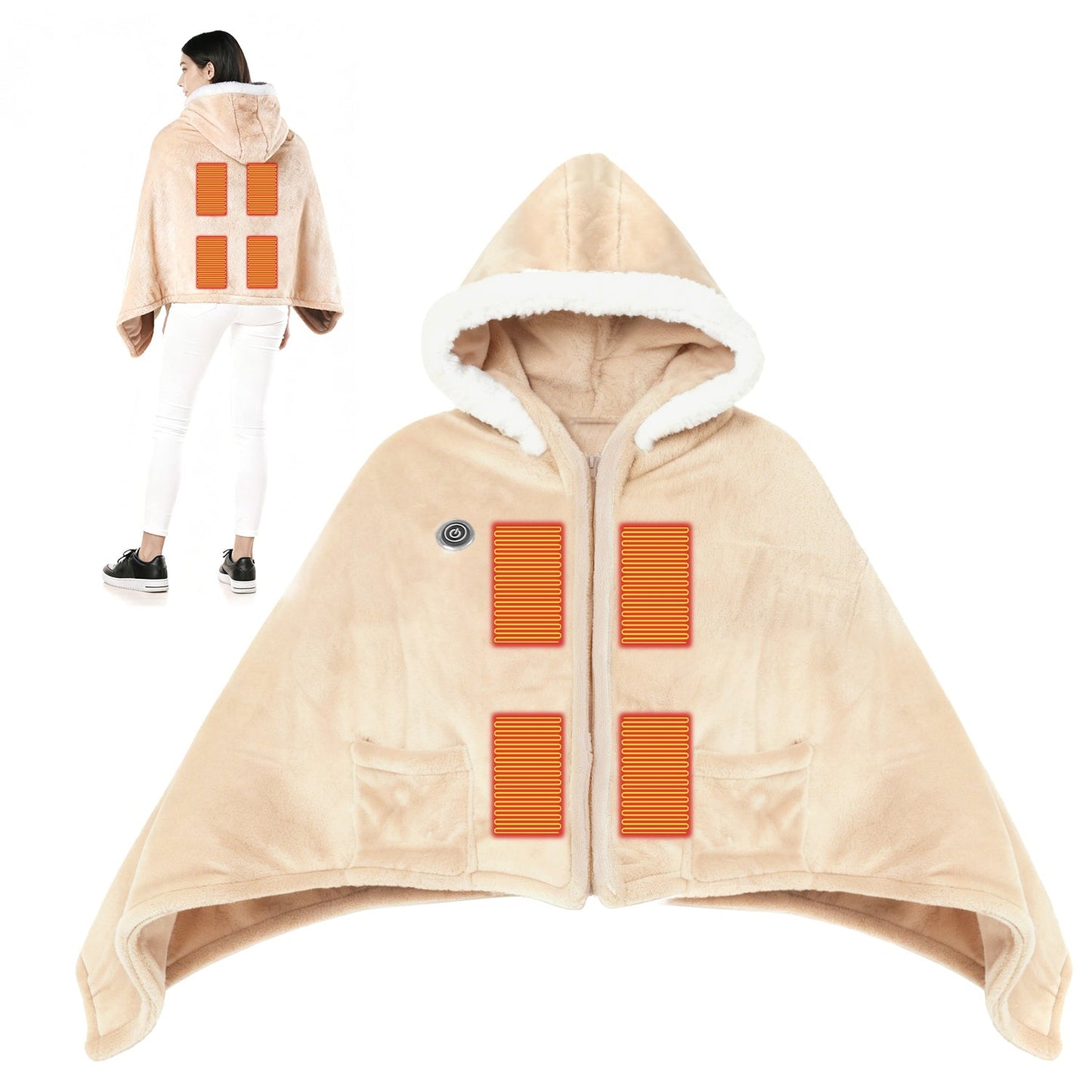 Wearable Heated Blanket with 8 Heating Zones and 3 Temp Levels