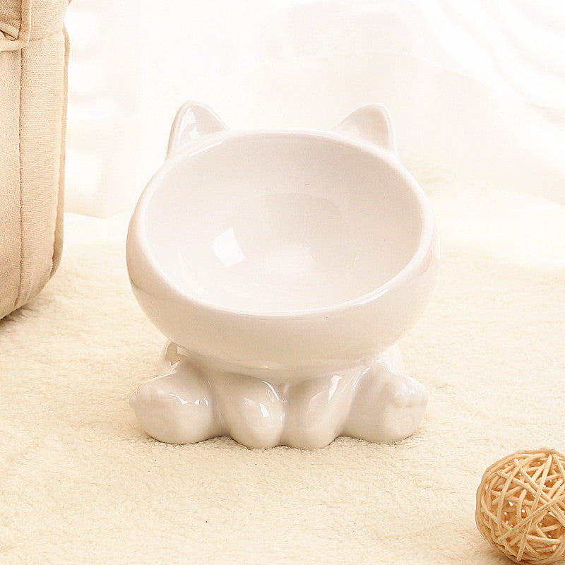 Pet Dogs And Cats Bevel Ceramic Neck Bowl
