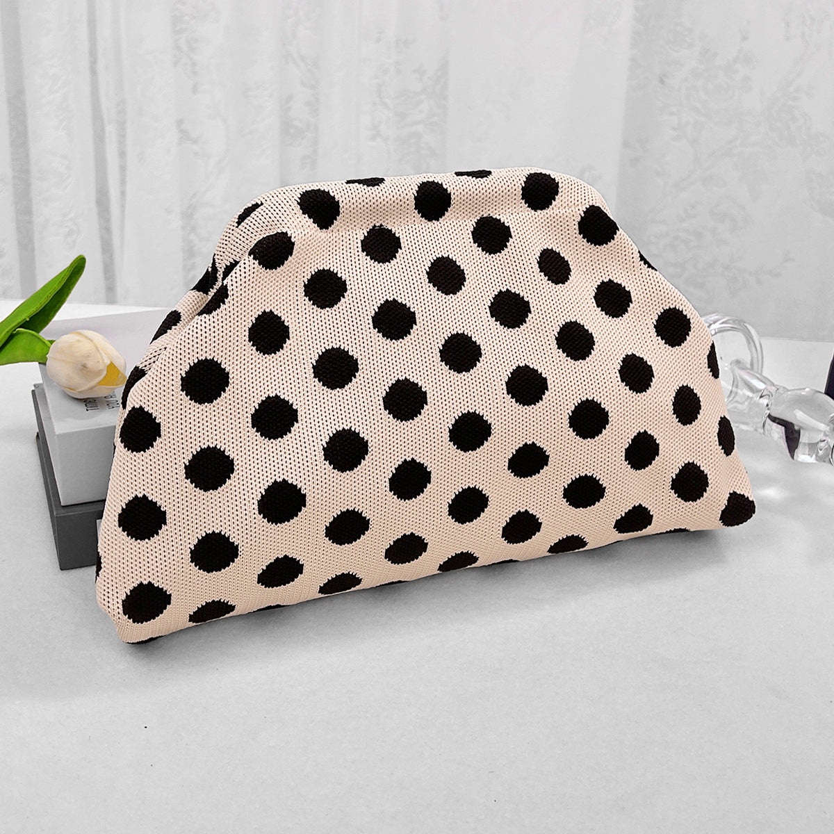 Womens Knitted Bag Striped Clutch