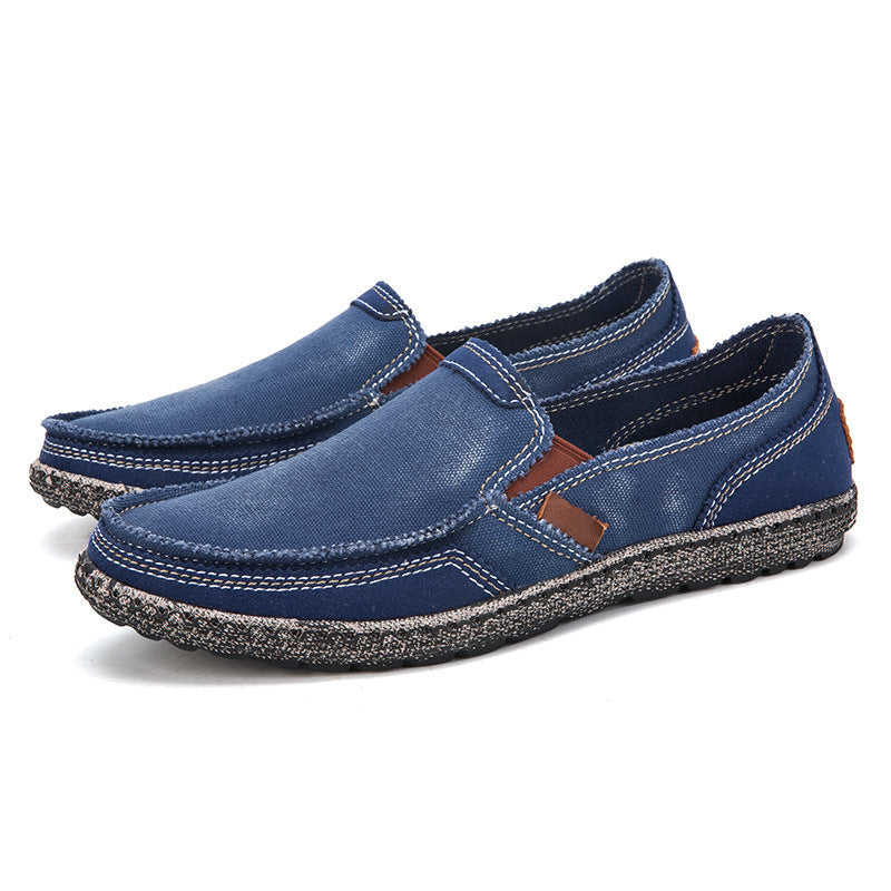 Mens Casual Canvas Loafer Shoes Fashionable Washed Denim