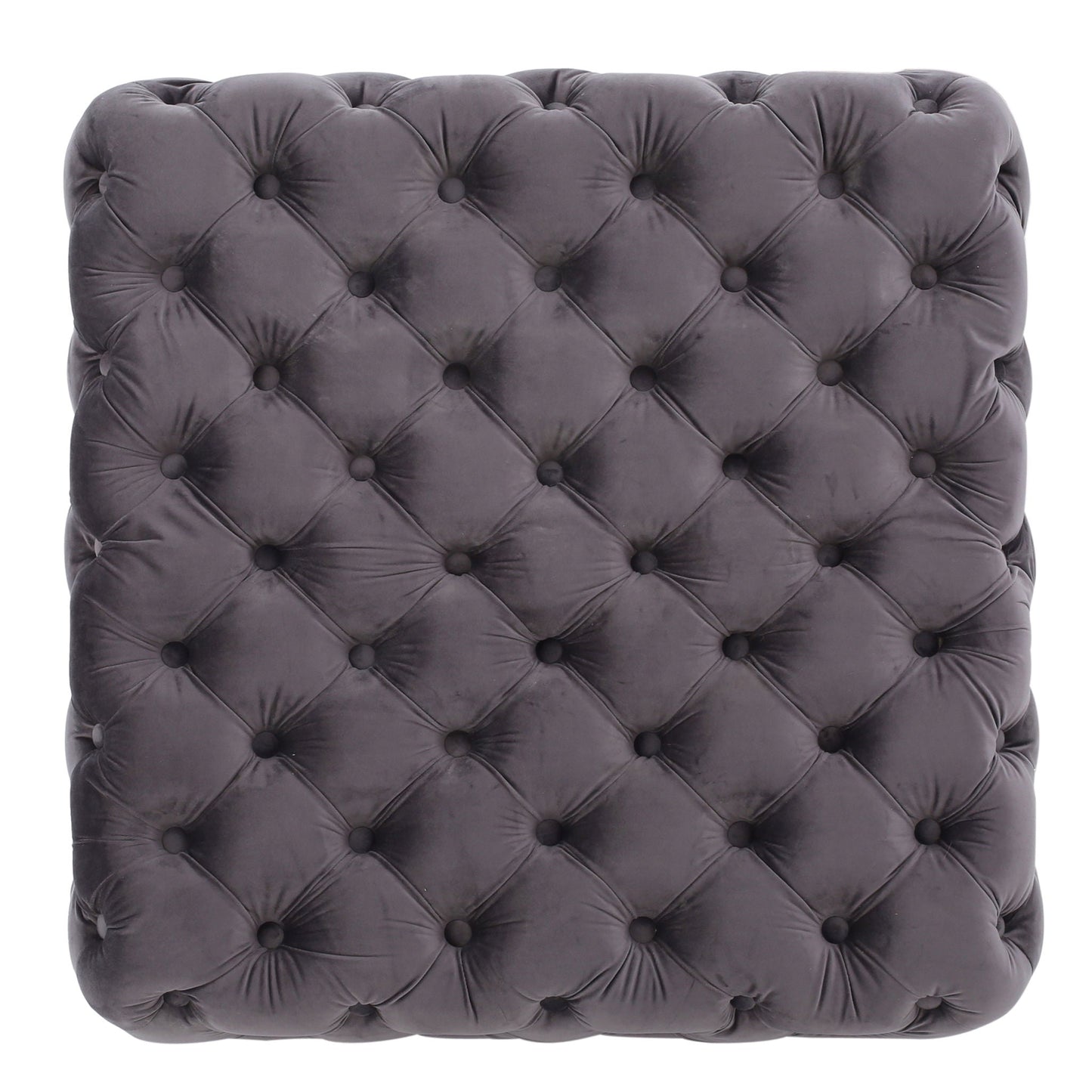 Modern Glam Ottoman with Upholstery and Button Tufted Design