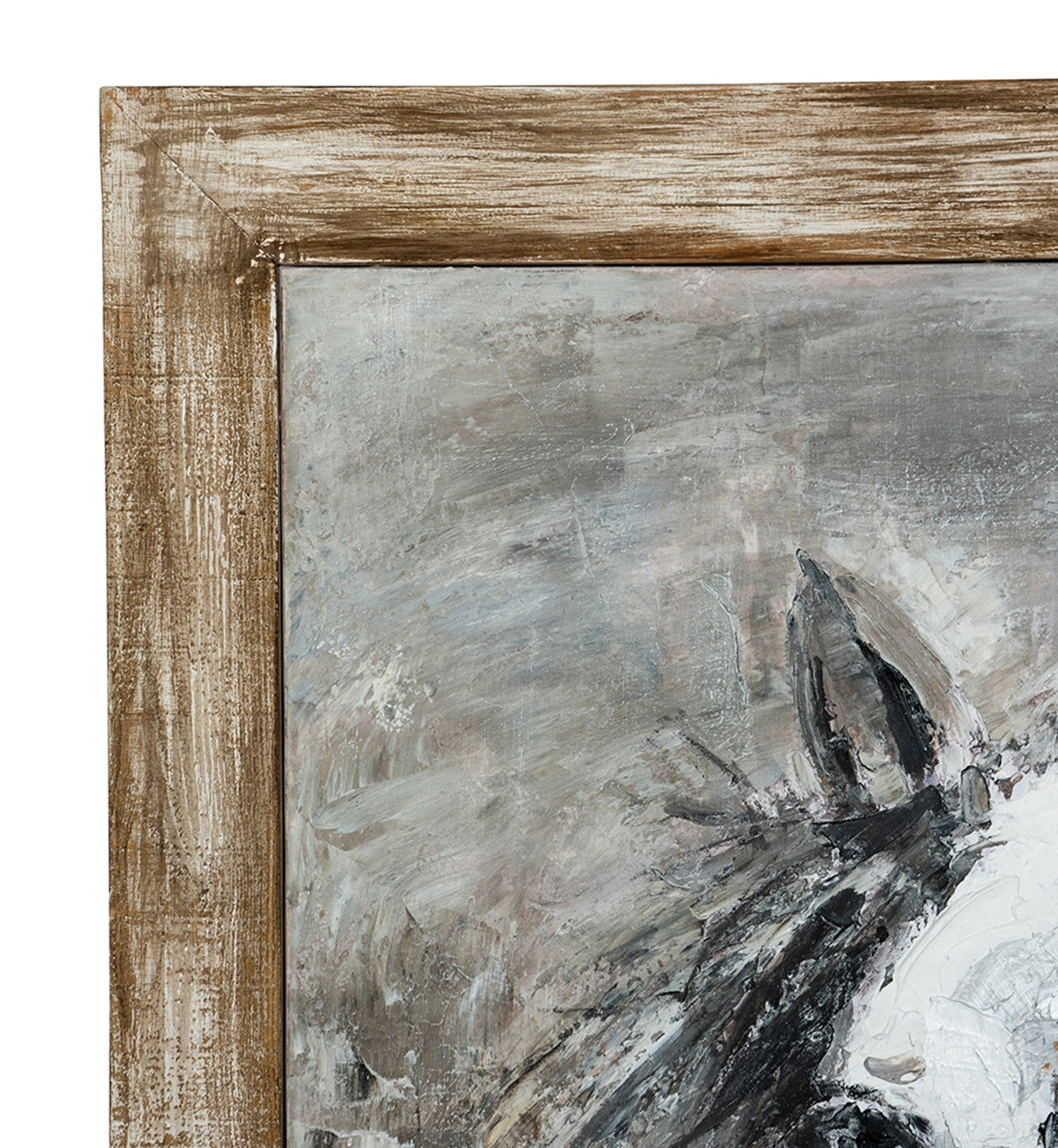 35.4x47.2x1.2" Hand-Painted White Horse Artwork