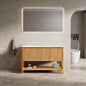 Sharma 48" Freestanding Cabinet with 3 Doors & Open Shelf, Carrara