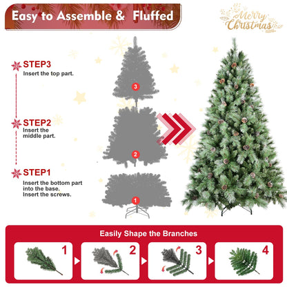 7.5FT Christmas Tree with 92 Pine Cones