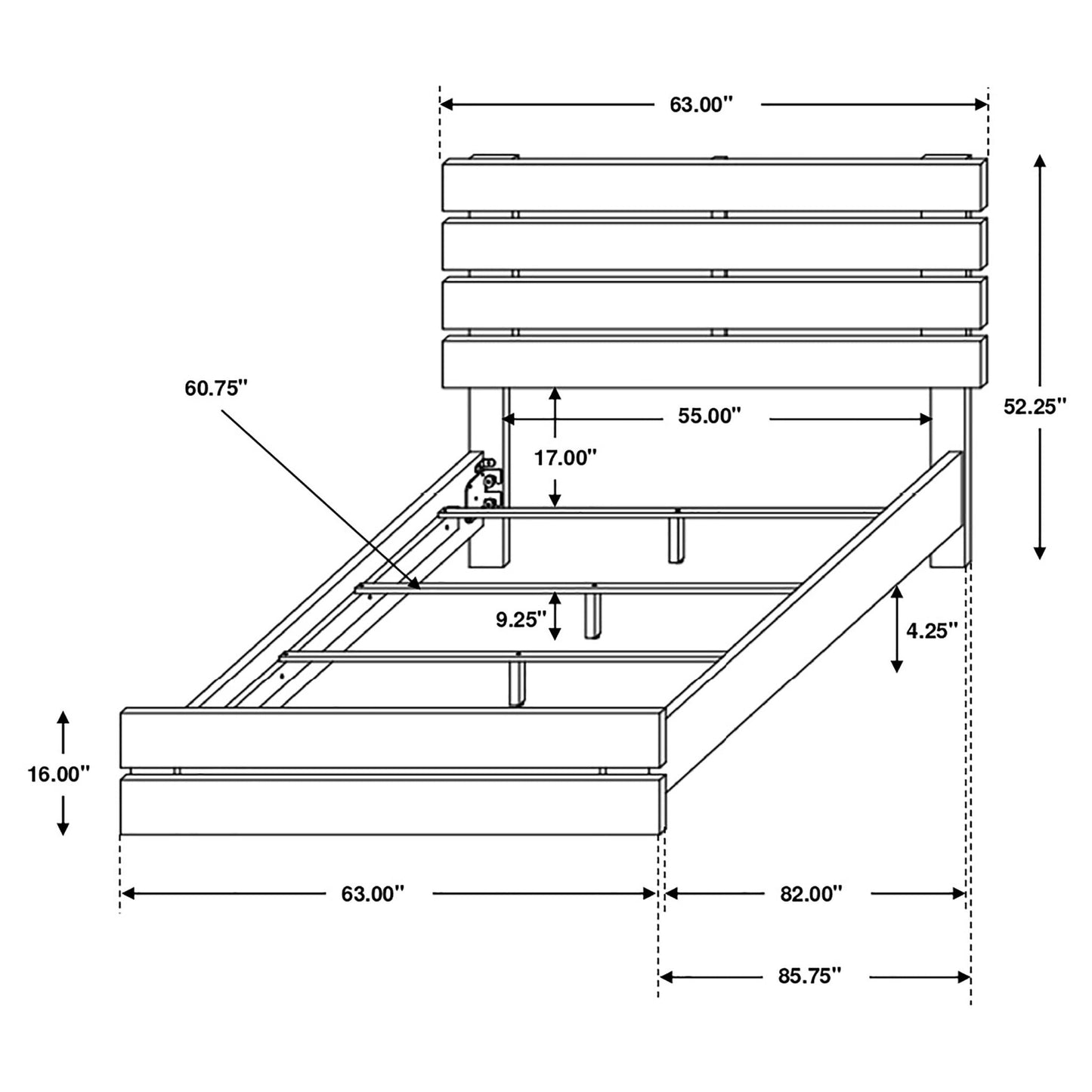Slatted Headboard Panel Bed