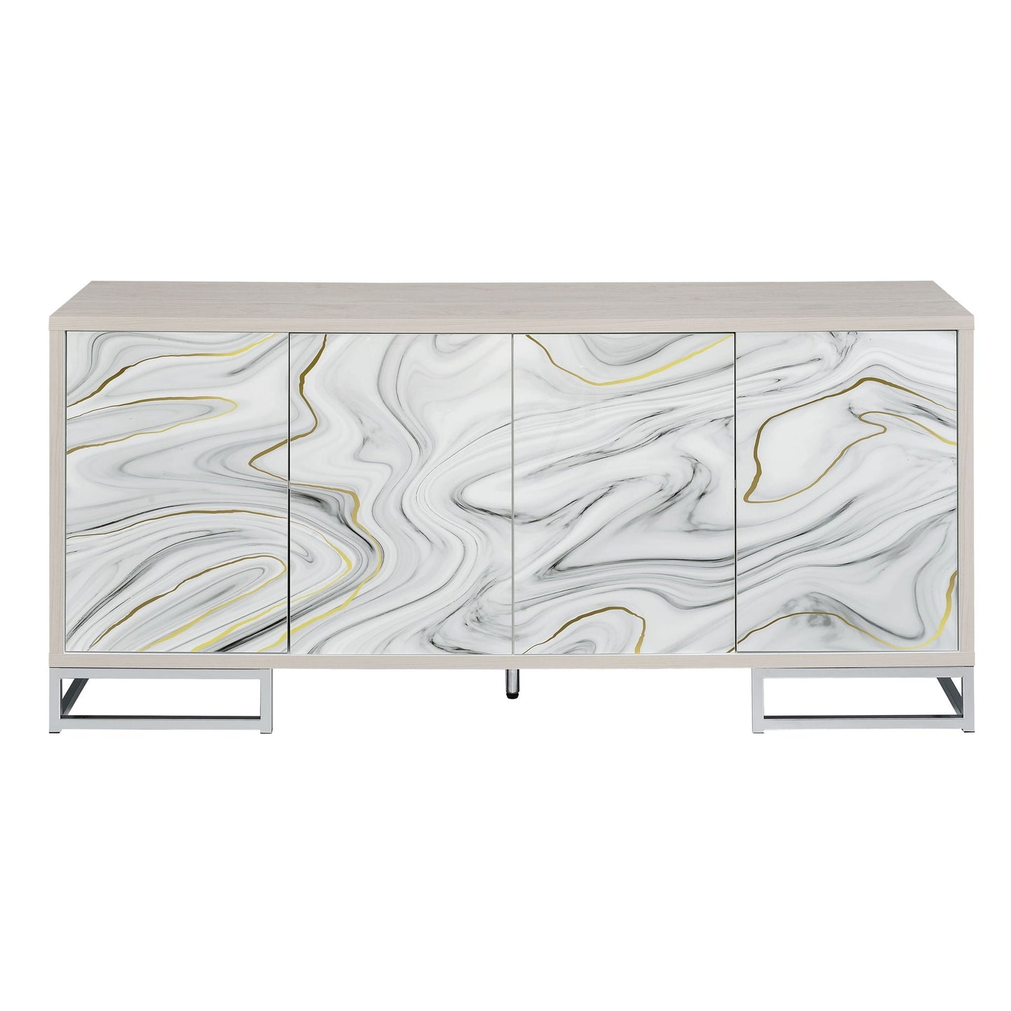 Panos Console Cabinet - White Marble / Chrome