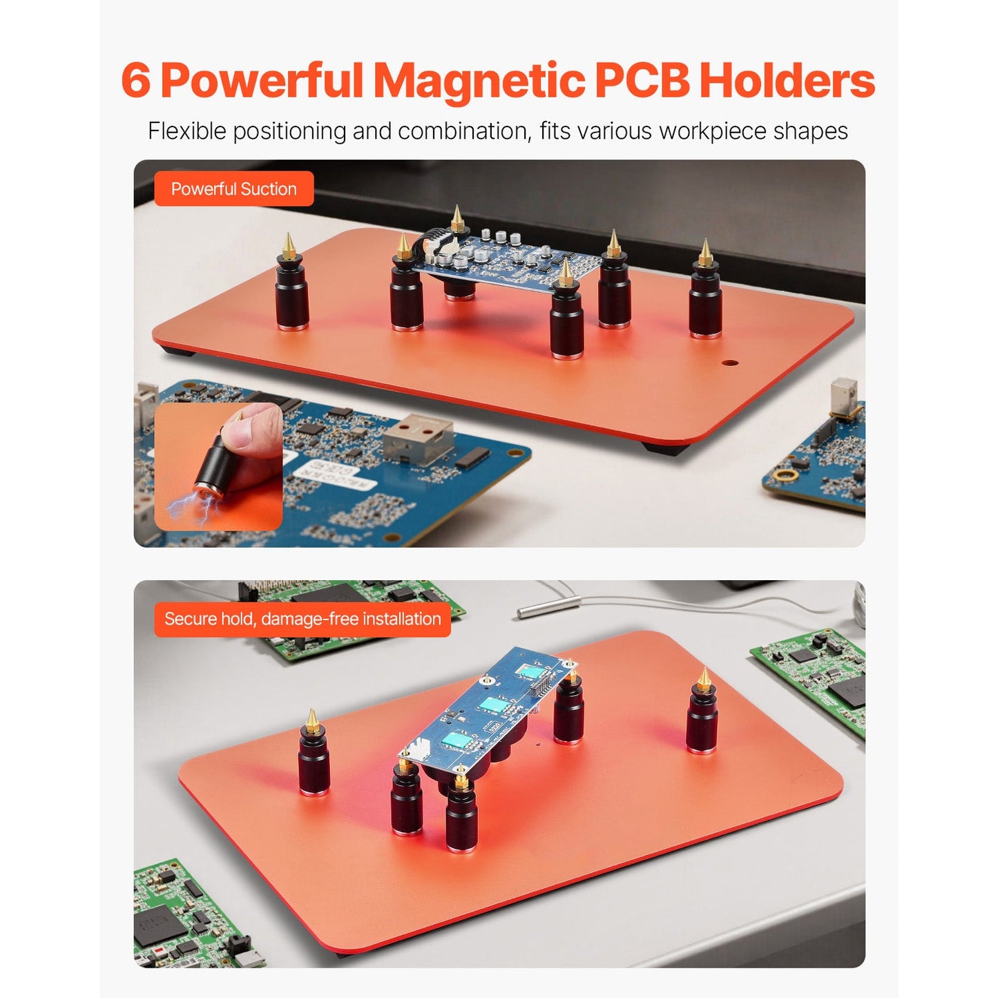 Magnetic Helping Hands Soldering Station Hot Air Gun Holder 6 PCB Holders