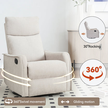 Heat Massage Manual Recliner Chair with Rocker and Swivel
