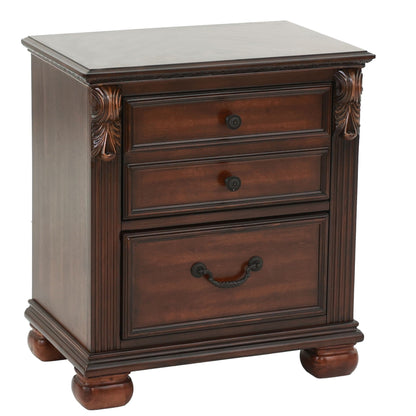 3 Piece Bedroom Set, Traditional Bed With 2 Nightstands