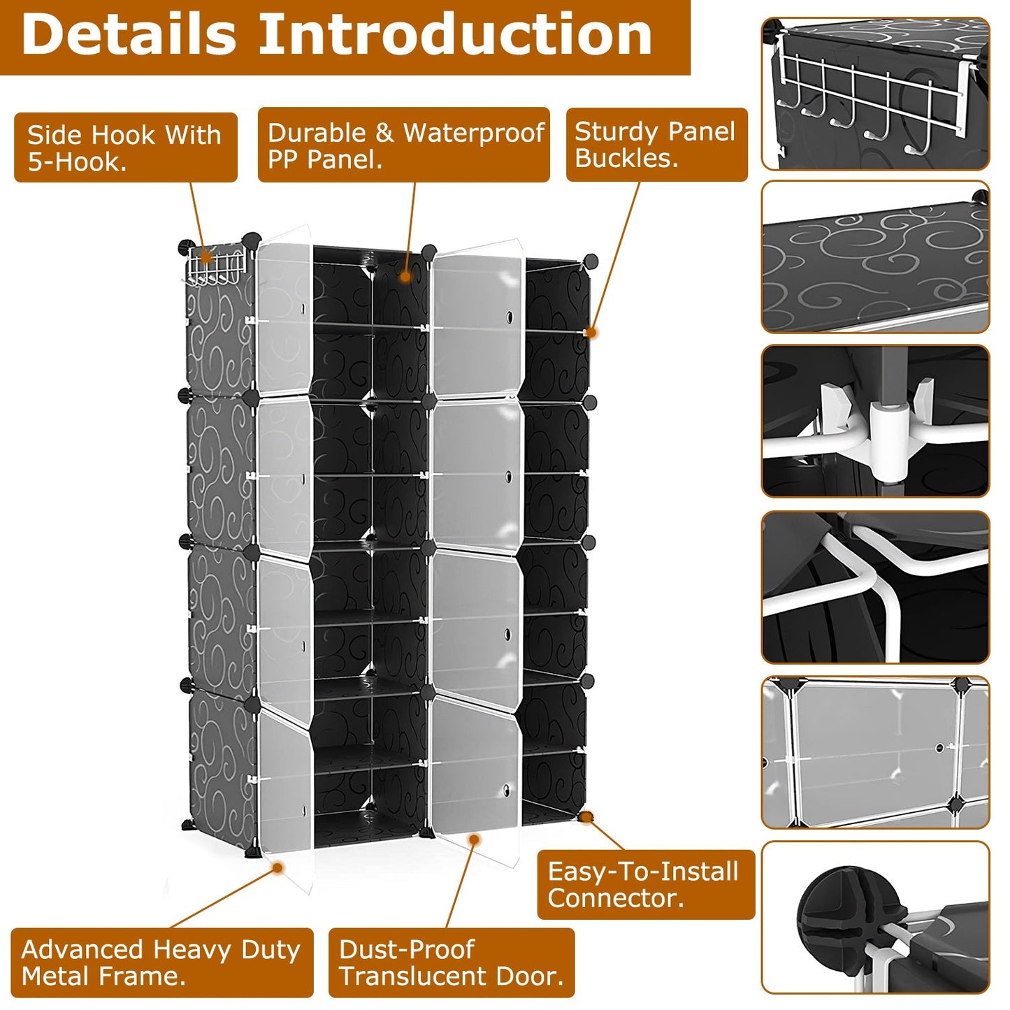 8-Tier Shoe Rack Organizer with Transparent Doors, 32 Pairs