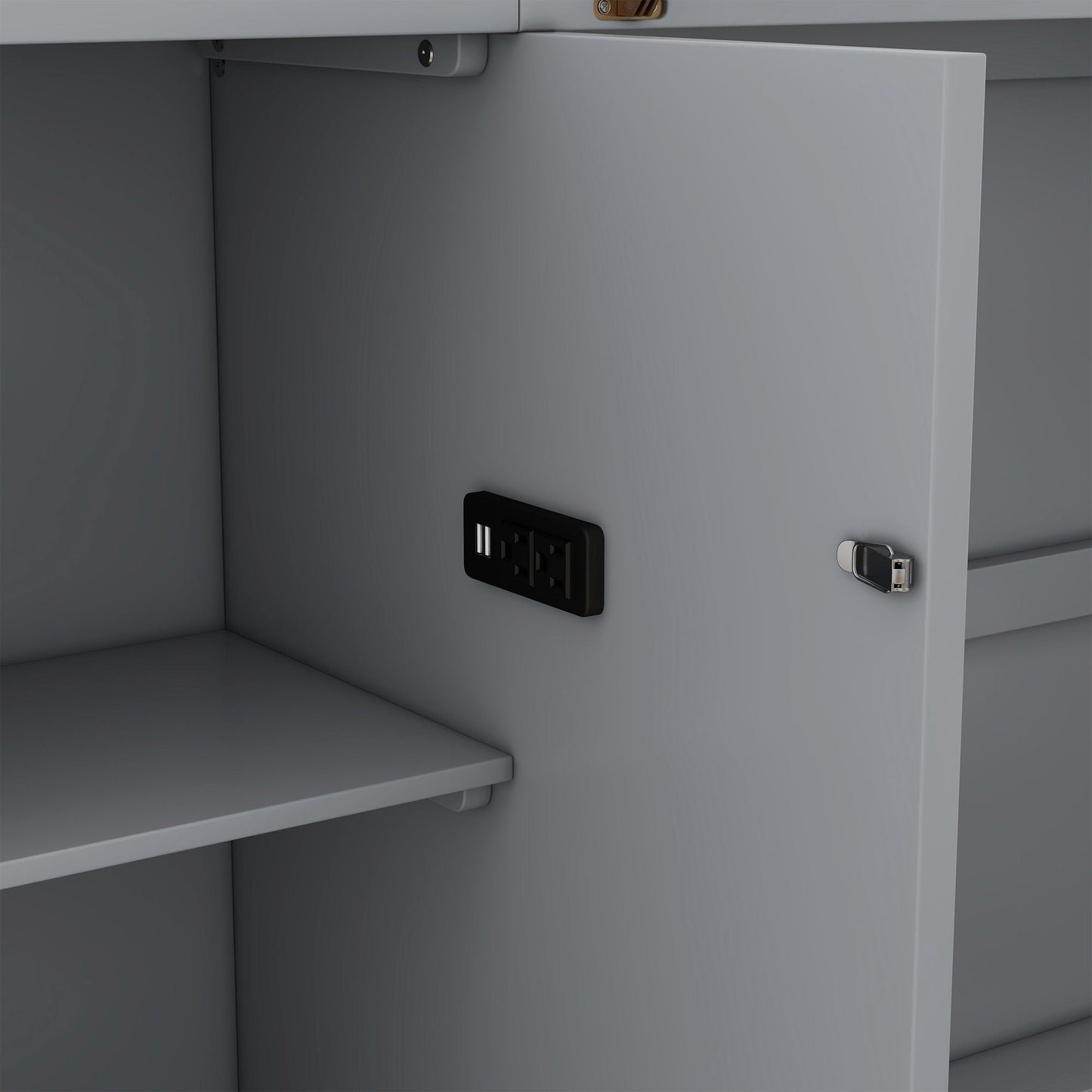 Murphy Bed With Shelves, Drawers And USB Ports