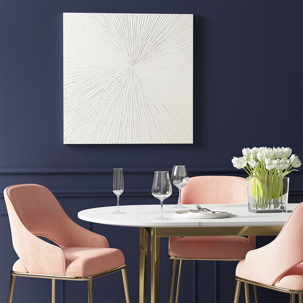 Luminous Burst Signature White Gloss Dimensional Resin Wall Art