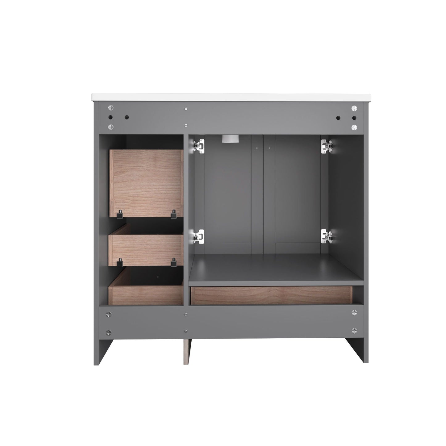 Shaker Free Standing Bathroom Vanity Cabinet & Sink, Soft Close Drawers, Soft Close Doors