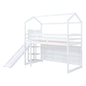 House Loft Bed With Slide, Storage Shelves And Light, Climbing Ramp