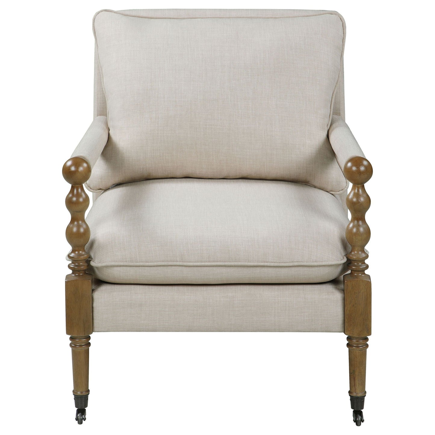Accent Chair With Turned Legs - Beige