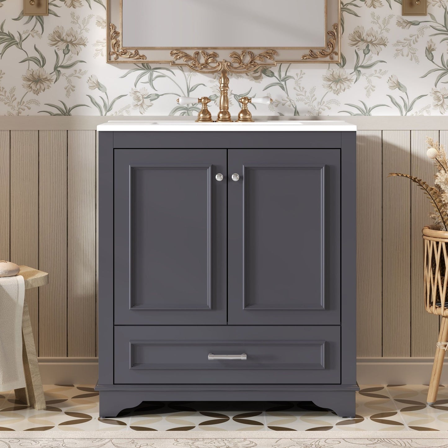 Bathroom Vanity With Sink, Cabinet & 2 Soft Closing Doors & Adjustable Shelf
