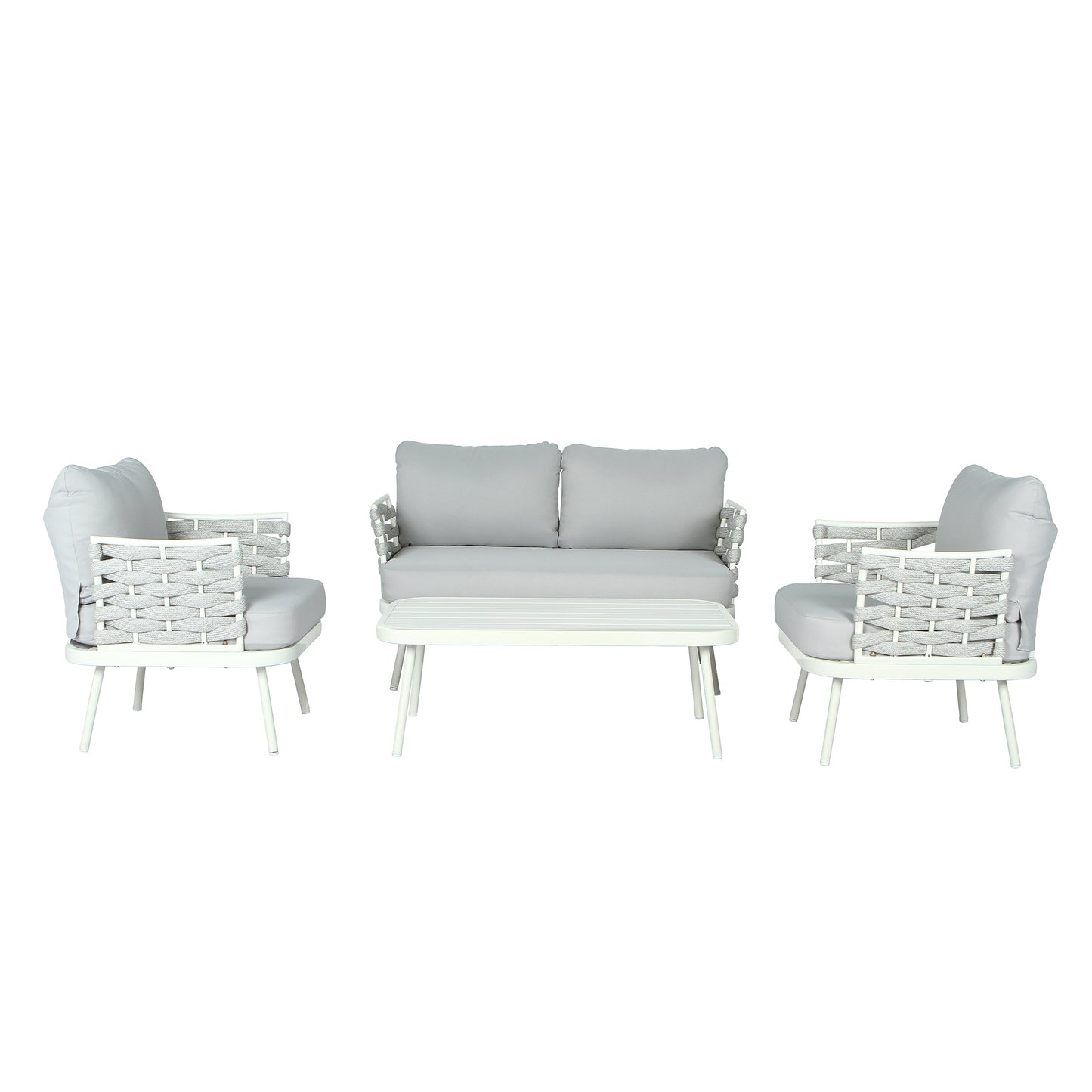 Mariano Steel 4-Pieces Conversation Set, Off White & Grey
