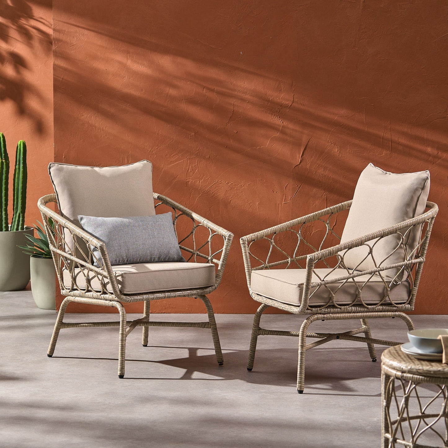 Bruce Outdoor Club Chair Set with Water Resistant Cushions