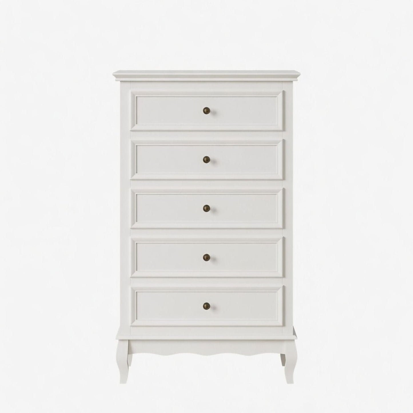 5 Drawer Tall Wide Chest Of Drawers - White