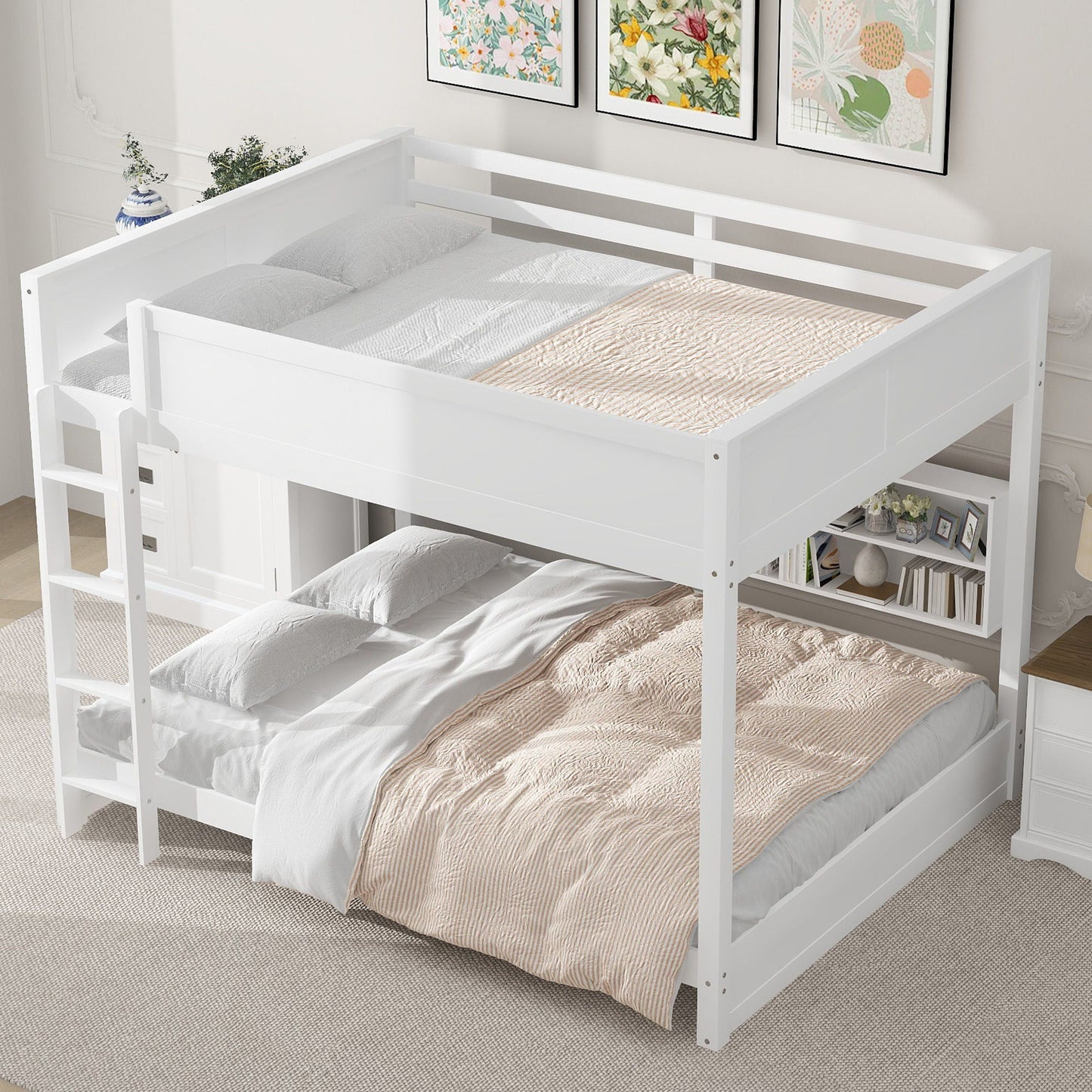 Bunk Bed With Storage Cabinets And USB Ports