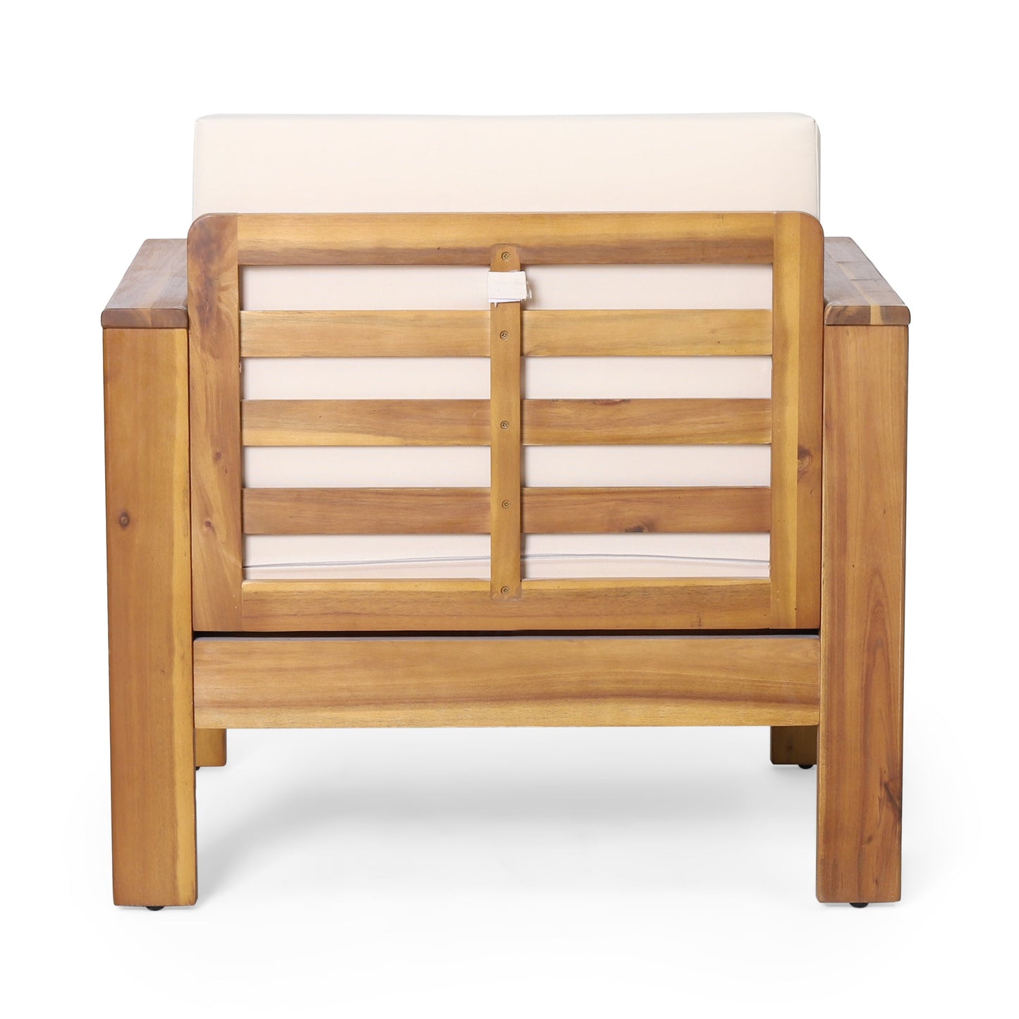 Set of 2 Outdoor Acacia Wood Club Chairs with Cushions