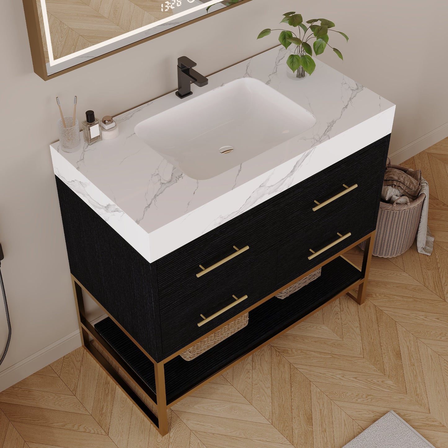 36" Artificial Stone Bathroom Vanity with Ceramic Sink