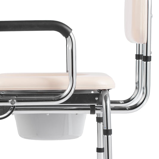Commode Chair with Padded Seat and Adjustable Height