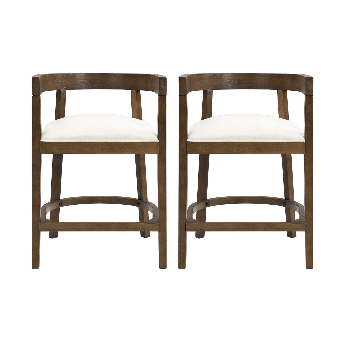 Modern Rubberwood Counter Stool Set With Upholstered Seats